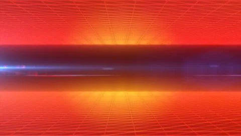An energetic digital space with a red and orange glowing grid pattern, evokin Stock Illustration
