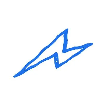 Energetic doodle lightning bolt icon. Whimsical grunge texture symbol represe Stock Illustration