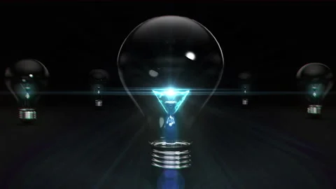 Energetic Exploding Blue Light Bulb On Black Background Stock Footage 245483461