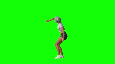 Energetic female dancer performing rhythmic steps on green screen Stock Footage 328636921