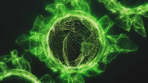 An energetic green abstract sphere made of particles. Stock Footage 280080279