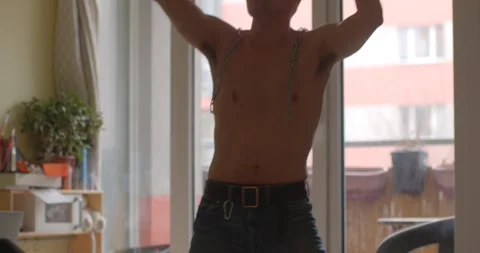 An Energetic Indoor Dance Performance Featuring Artistic Chains Stock Footage 316491861