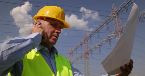 Energetic Industry Project Engineer Verify Electric Network Reliability Plans Video stock 50960391