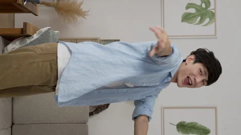 Energetic Korean man moving hands Stock Footage 219398650