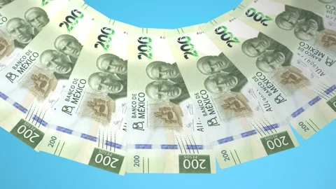 Energetic Looping Design 200 Peso Curency of Mexico Stock Footage 306829189
