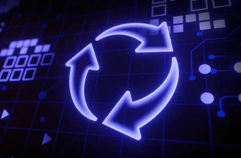 Energetic multiple purple arrows going up, with polygonal grid with arrows, d 스톡 일러스트