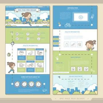 Energetic one page website design template Stock Illustration