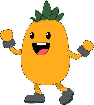 Energetic Pineapple Character with Happy Expression and Sporty Cartoon Styl.. Stock-Illustration