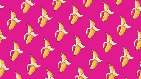 Energetic pop-art motion background featuring hand-drawn peeled bananas Stock Footage 325647909