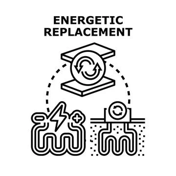 Energetic replacement system implementing renewable alternative energy Stock Illustration