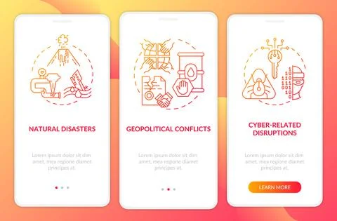 Energetic security risks onboarding mobile app page screen with concepts Stock Illustration