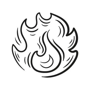 Energetic sketch-style flames, smoothly flowing lines, dynamic flame cones, and Stock Illustration
