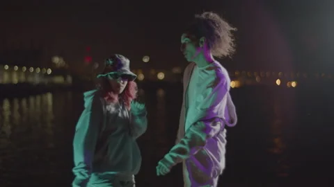 Energetic young couple dancing modern freestyle dance Stock-Footage 232424545