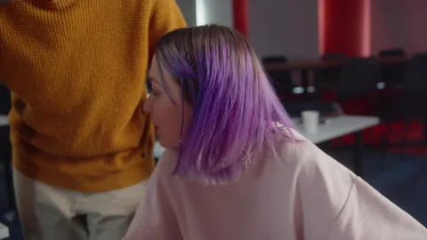 Energetic young students are talking to their teacher and smiling during Stock Footage 175488677