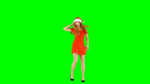 Energic Christmas Club Dancer Green Screen Stock Footage