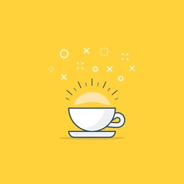Energizing drink, refreshing tea and coffee cup Illustrazione stock