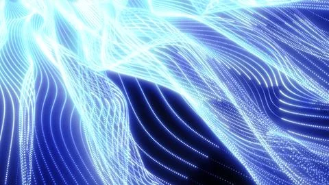 Energy abstract blue lines from dots and waves from magic and electricity bac Stock Illustration
