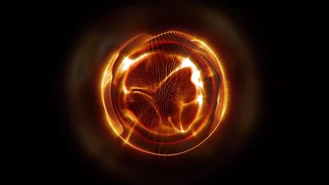 Energy abstract yellow sphere of rapidly shimmering glowing liquid plasma Stock Footage 256164596