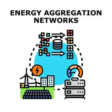 Energy aggregation networks conceptual vector illustration Stock Illustration