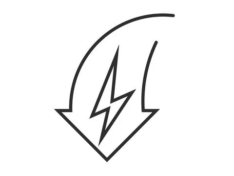 Energy and down arrow. Decrease in energy, tension. Vector linear icon isol.. Stock Illustration
