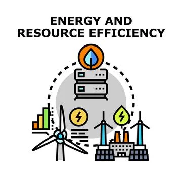 Energy and resource efficiency concept generating clean power 库存插图