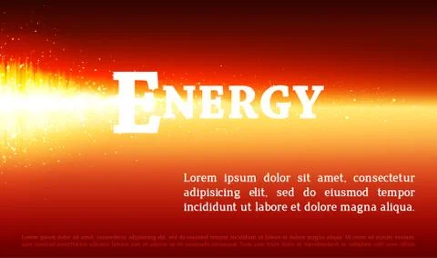 Energy Background. Explosion lights on the orange warm backdrop. Stock Illustration