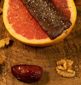 Energy bar on a grapefruit Stock Photos