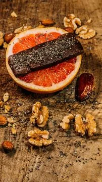 Energy bar on a grapefruit Stock Photos