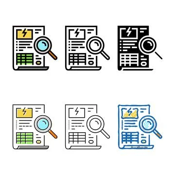 Energy bills analysis color multipack icon vector Stock Illustration