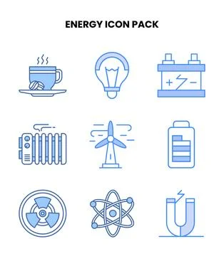 Energy Blue Vector Icons Pack Ilustración de archivo