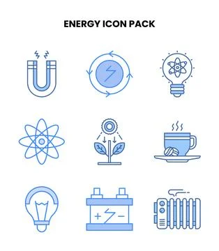 Energy Blue Vector Icons Pack Stock Illustration
