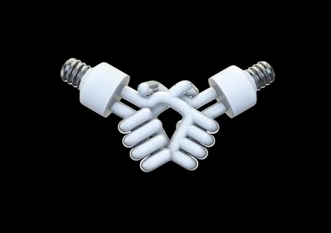Energy bulb handshake Illustrazione stock