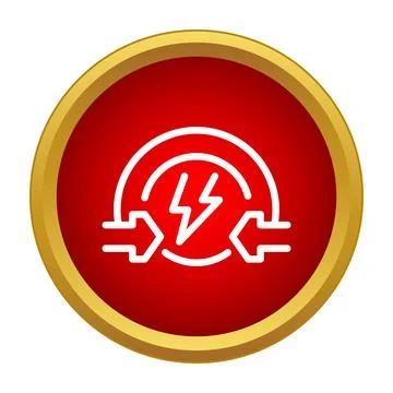 Energy collision icon with lightning bolt and arrows Stock Illustration