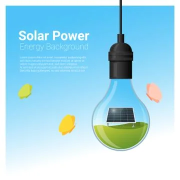 Energy concept background with solar panel in light bulb Stock Illustration