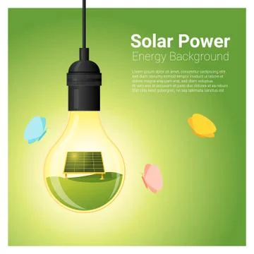 Energy concept background with solar panel in light bulb Stock Illustration
