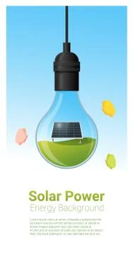Energy concept background with solar panel in light bulb Stock Illustration