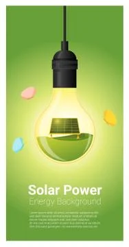 Energy concept background with solar panel in light bulb Stock Illustration