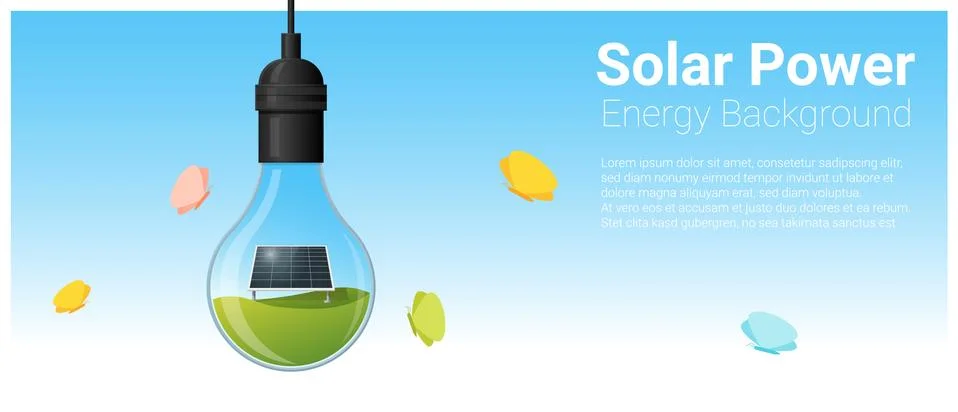 Energy concept background with solar panel in light bulb Stock Illustration
