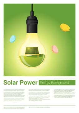 Energy concept background with solar panel in light bulb Stock Illustration