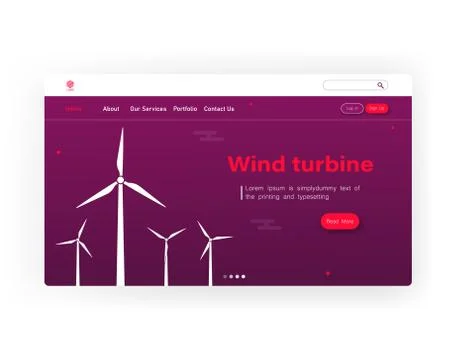 Energy concept background with wind turbine. Page, website blank template. Wi Stock Illustration