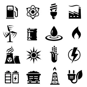 Energy Concepts Vector Icon Set Stock-Illustration