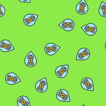 Energy conservation hydroelectric power vector seamless pattern 库存插图