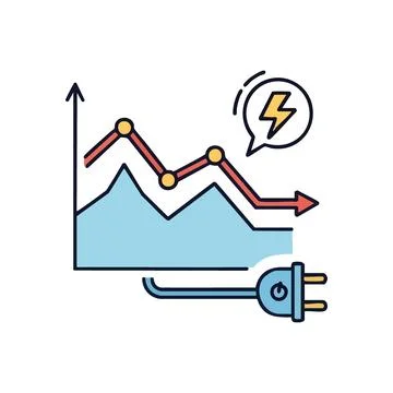 (Energy Consumption Decline Chart. Visual representation of decreasing powe.. Stock Illustration