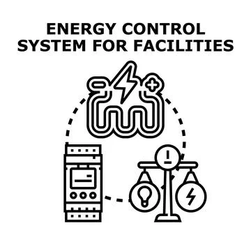 Energy control system for facilities balancing consumption Stock Illustration