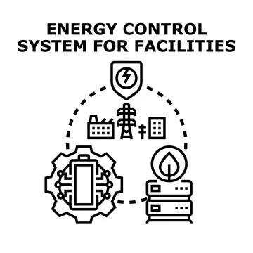 Energy control system managing ecological facilities infrastructure Stock Illustration