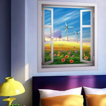 Energy cost saving easy to care plastic pvc window Stock Illustration
