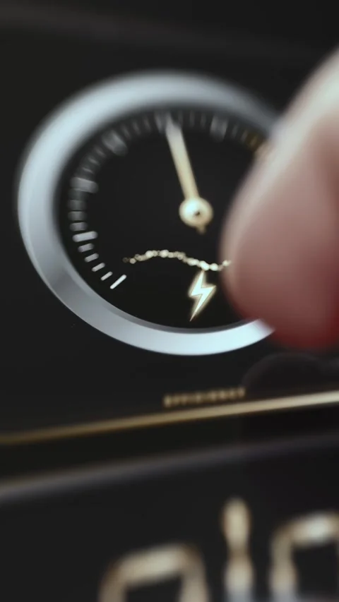 Energy Demand Speedometer Interface with Lightning Indicator Stock Footage 340560769