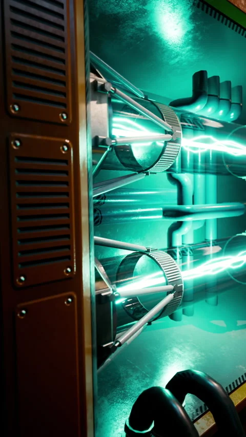 Energy device shows glowing components in a laboratory setting Stock Footage 339039597