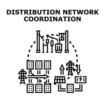 Energy distribution network coordinating power and smart grid systems Stock Illustration