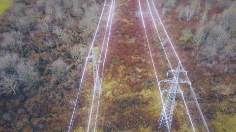 Energy distribution network technology, electricity pylon grid. Graphic Foto stock